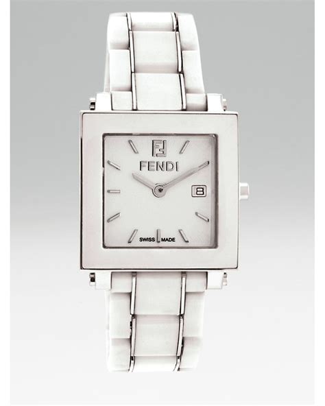 fendi ceramic square case watch|20 x 22 mm .